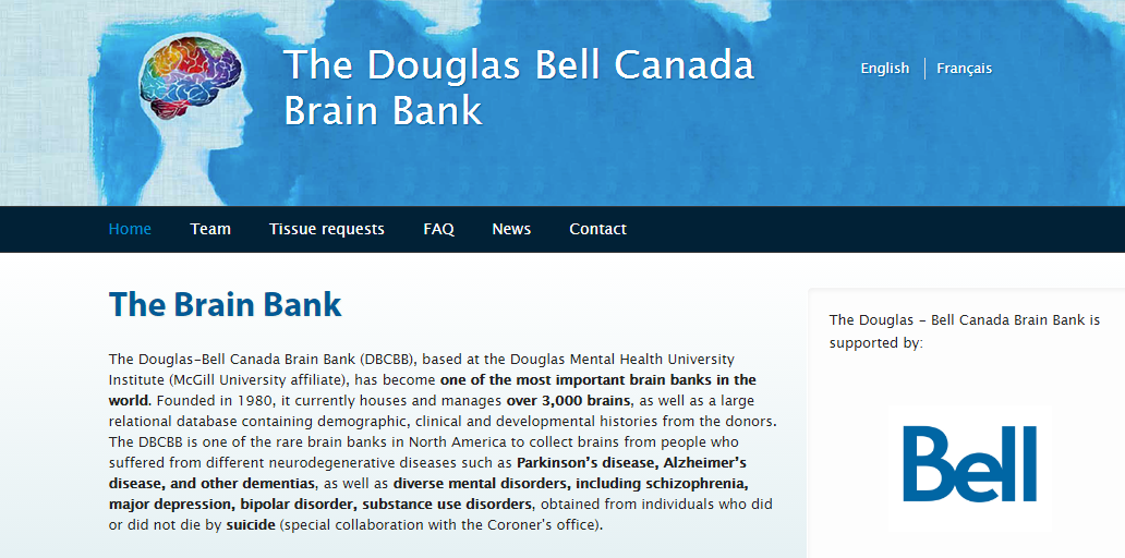 Douglas Bell Canada Brain Bank website